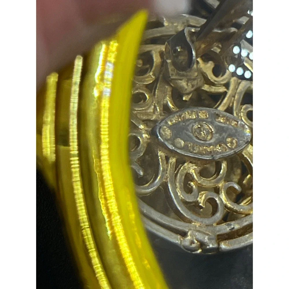 Chanel by Rubecanel of Paris Logo Clip On Goldtone Murano Glass Earrings